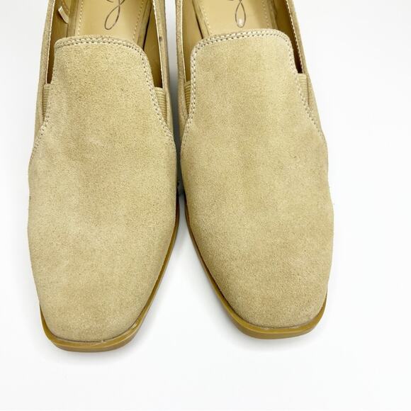 Joie Wevenly Suede Square Toe Heeled Loafers 8.5 Tan - Picture 3 of 9
